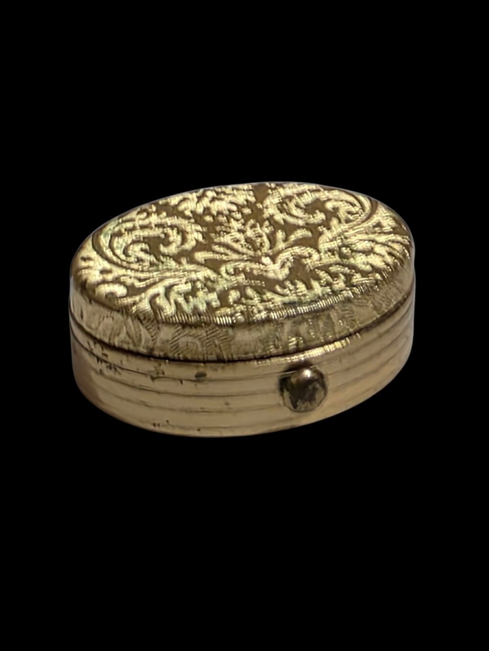 1940s Avon Brocade Perfume Compact  Gold Tone